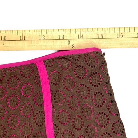 Peck & Peck Lace Layered Midi Skirt Womens 10 Pink Brown Eyelet Boho Coastal - Picture 8 of 12